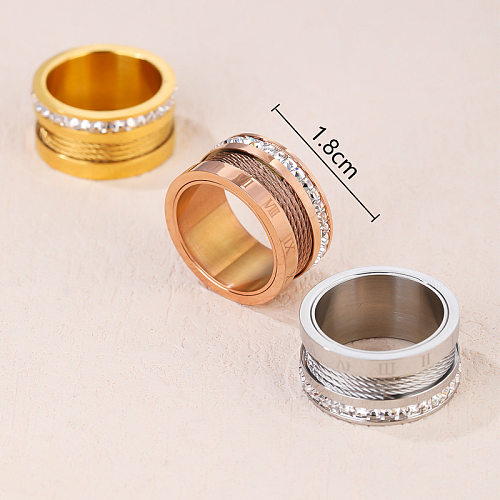Modern Style Color Block Titanium Steel Artificial Gemstones Rings In Bulk
