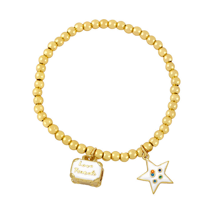 Simple Fashion Hand-beaded Gold Copper Bead Elastic Copper Bracelet Wholesale