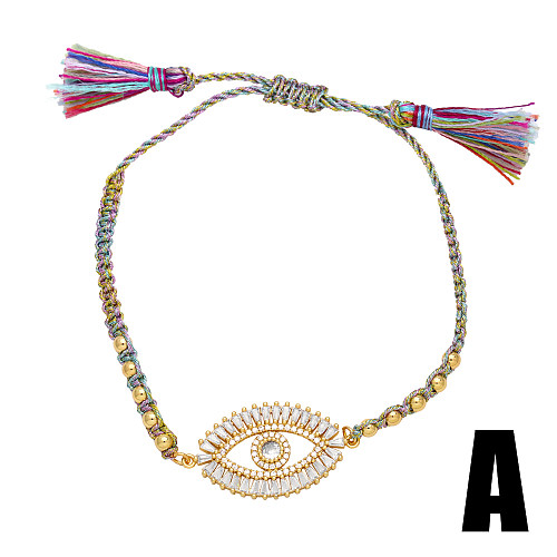 Hip-Hop Exaggerated Fashion Devil'S Eye Copper Plating Inlay Zircon 18K Gold Plated Bracelets