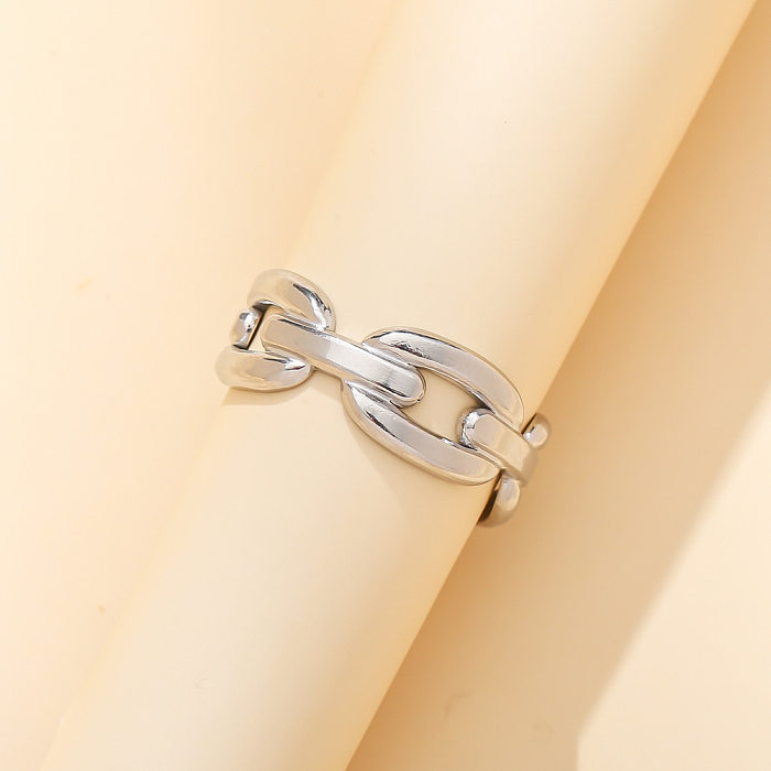 Pastoral Leaf Feather Stainless Steel Plating Open Ring 1 Piece