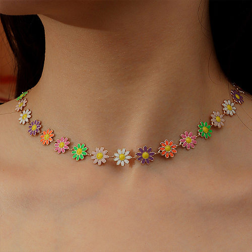 Bohemian Flower Copper Enamel Necklace
