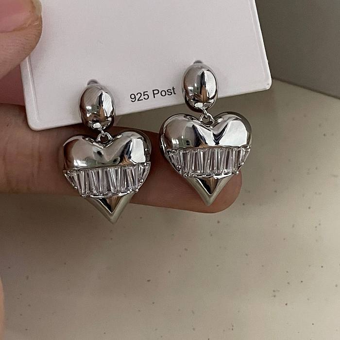 1 Pair Sweet Heart Shape Plating Copper Drop Earrings