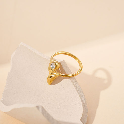 Vacation Modern Style Fish Tail Stainless Steel Plating Inlay Zircon Gold Plated Rings