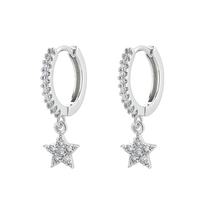Modische, personalisierte Silberohrringe mit geometrischen Sternen und Diamanten