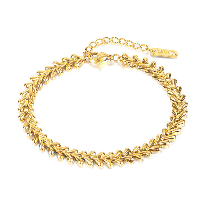 Modern Style Solid Color Titanium Steel Plating 18K Gold Plated Bracelets Necklace
