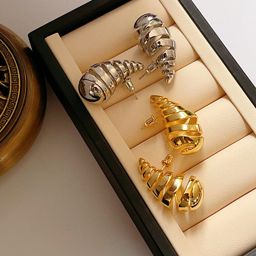 1 par de pendientes chapados en oro de 18 quilates con revestimiento geométrico de estilo moderno