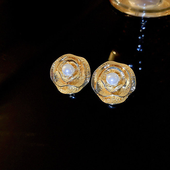1 Pair Classical Water Droplets Flower Inlay Copper Artificial Gemstones Drop Earrings Ear Studs