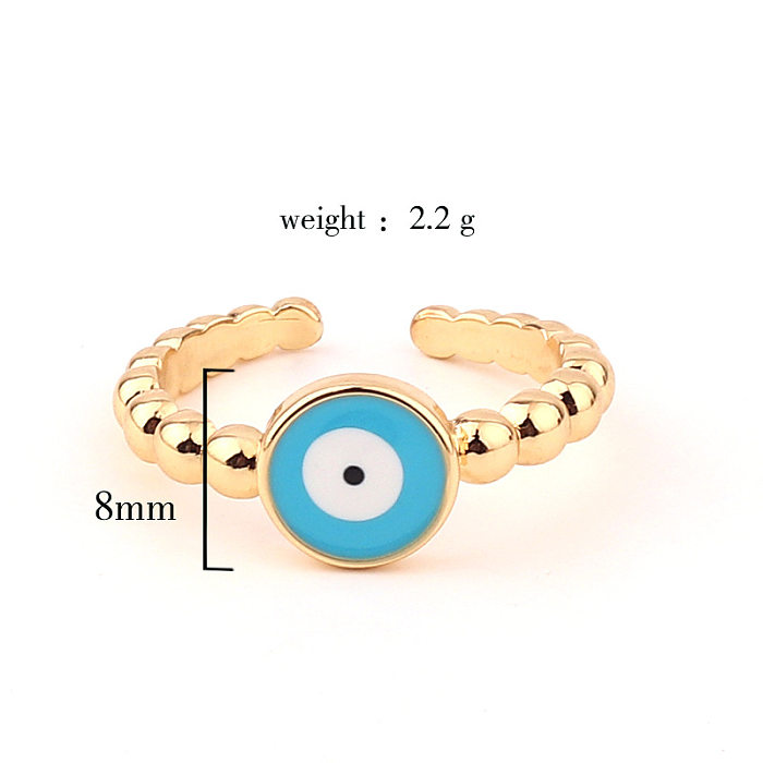 Fashion Devil'S Eye Copper Open Ring Enamel Copper Rings