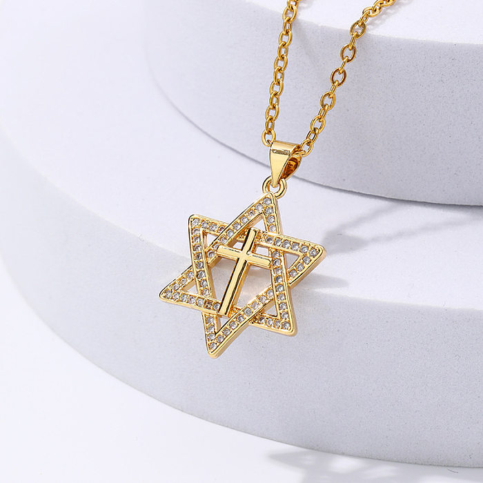 Fashion Star Copper Necklace Inlay Rhinestone Stainless Steel Necklaces