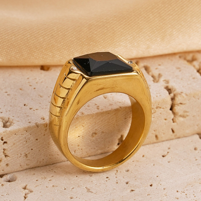 Casual Vacation Twist Stainless Steel Plating Inlay Zircon Gold Plated Rings