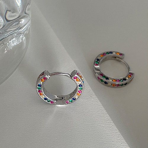1 Pair Korean Style Circle Copper Plating Inlay Rhinestones Earrings