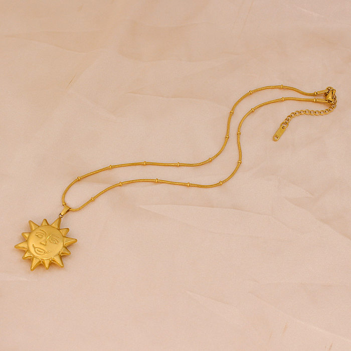 Lässige elegante Sun-Edelstahl-Titanstahl-Beschichtung-Ohrring-Halskette