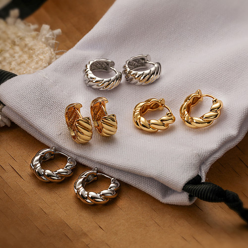 1 Pair Simple Style Commute Geometric Plating Copper 18K Gold Plated Hoop Earrings
