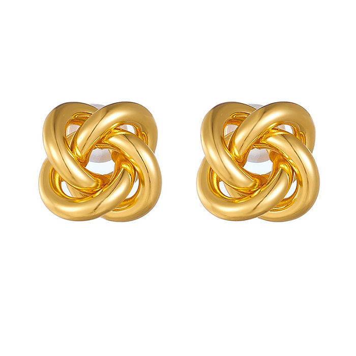 1 Pair Simple Style Solid Color Plating Copper Gold Plated Ear Studs
