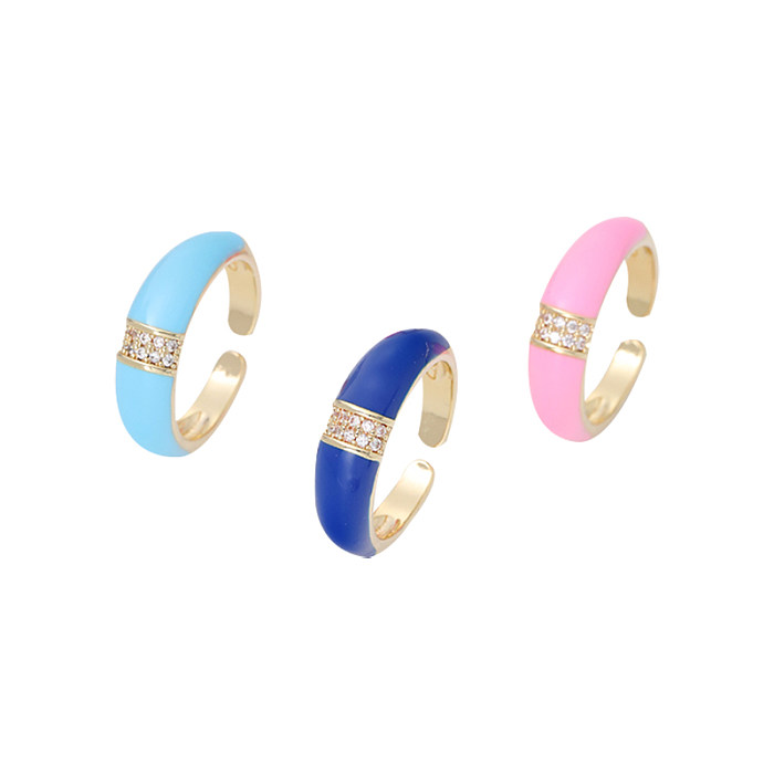 Elegante Damen-Ringe mit geometrischem Kupfer-Inlay und Strasssteinen