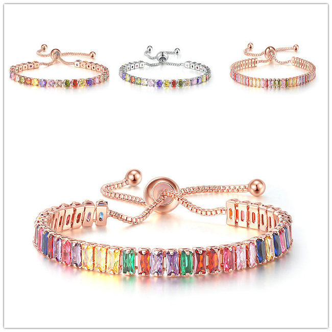 Pulseiras de cobre multicoloridas geométricas da moda pulseiras de cobre com zircônia incrustada 1 peça