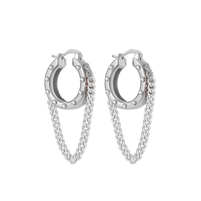 1 Pair Fashion Tassel Copper Plating Rhinestones Earrings