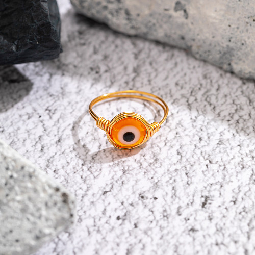 Ethnic Style Irregular Round Devil'S Eye Copper Plating Inlay Acrylic Turquoise Opal Rings 1 Piece