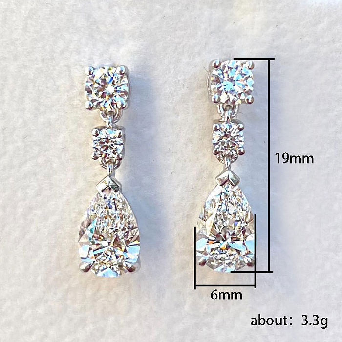1 paire de boucles d'oreilles pendantes en Zircon avec incrustation de cuivre géométrique pour femme