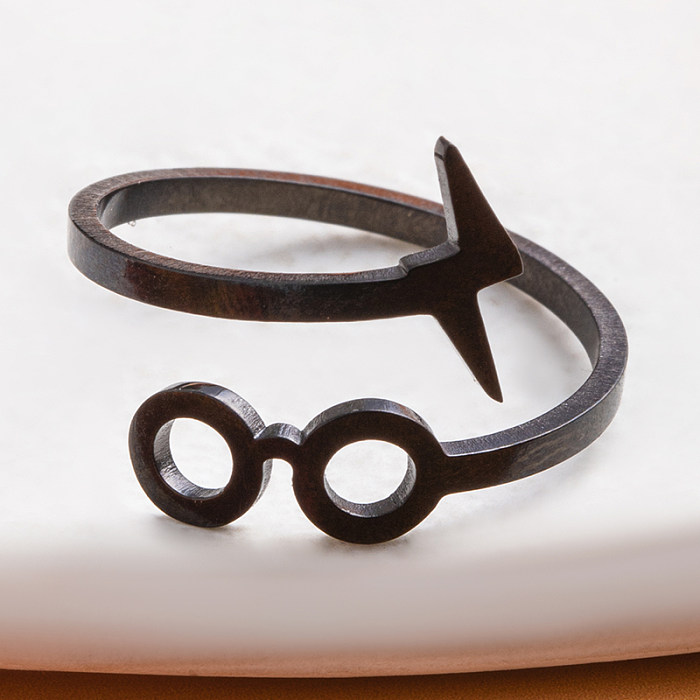 Lunettes Punk Style Vintage, anneaux ouverts en acier inoxydable avec foudre