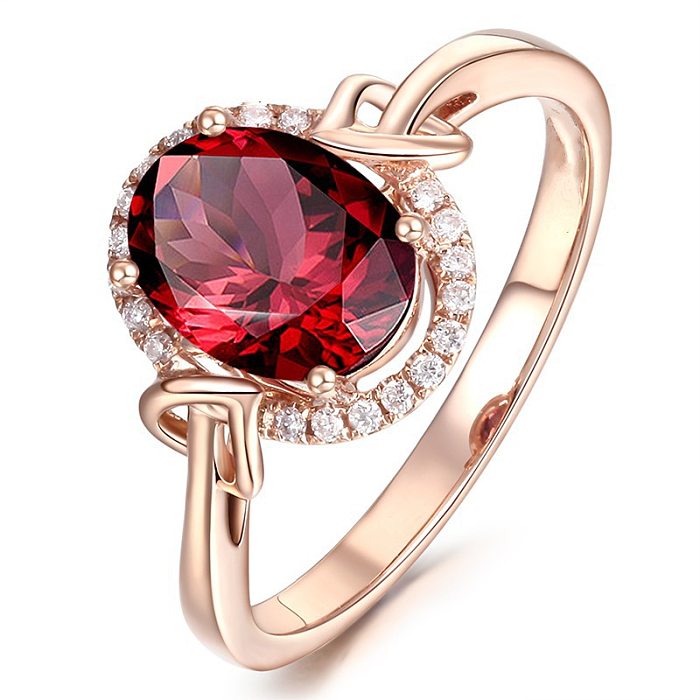 Elegant Oval Copper Plating Inlay Artificial Gemstones Rings