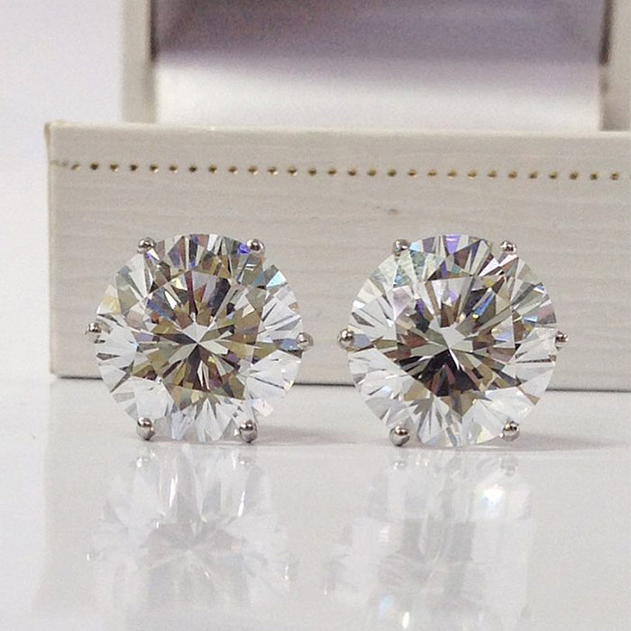 Simple Style Solid Color Copper Inlay Zircon Ear Studs 1 Pair