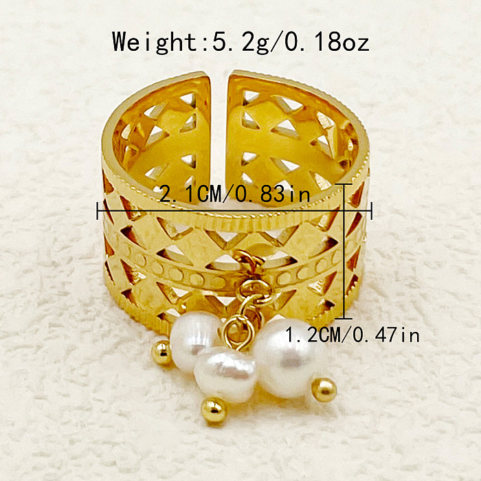 Simple Style Round Stainless Steel Plating Hollow Out Gold Plated Open Rings