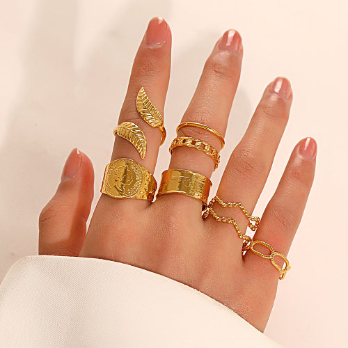 Vintage Style Geometric Solid Color Stainless Steel Plating Open Rings