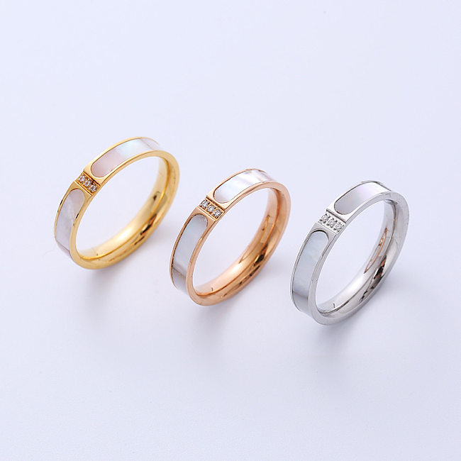 Simple Style Geometric Titanium Steel Rings Inlaid Zircon Stainless Steel Rings
