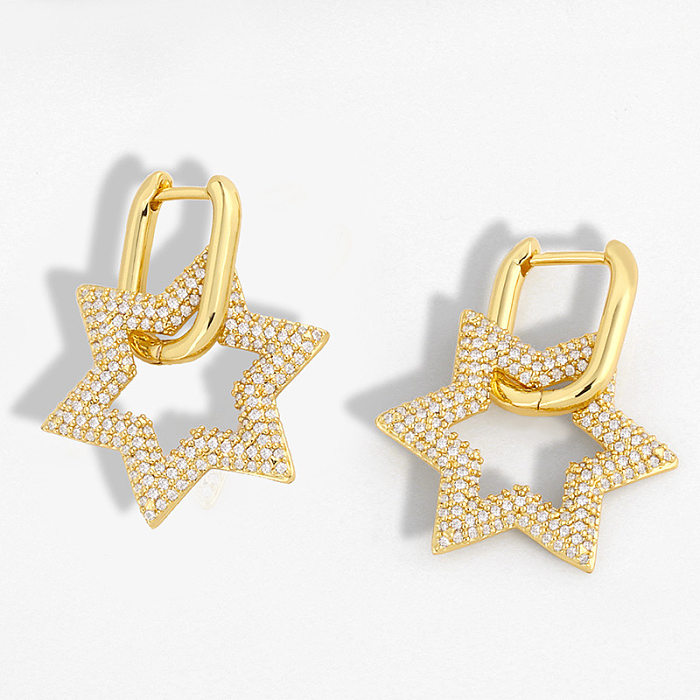 Novo geométrico duplo anel de bloqueio brincos diamante simples retro hip hop brincos atacado jóias