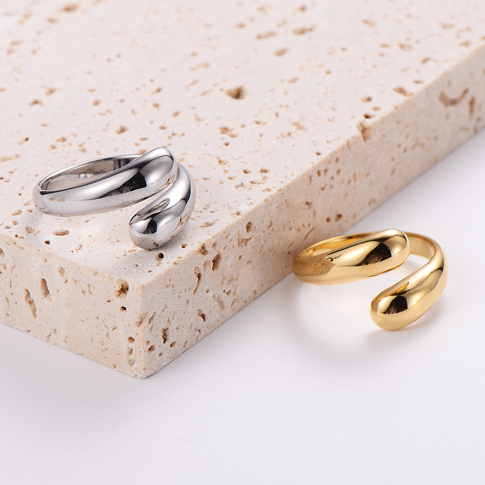 Wholesale Simple Style Solid Color Stainless Steel 18K Gold Plated Open Ring