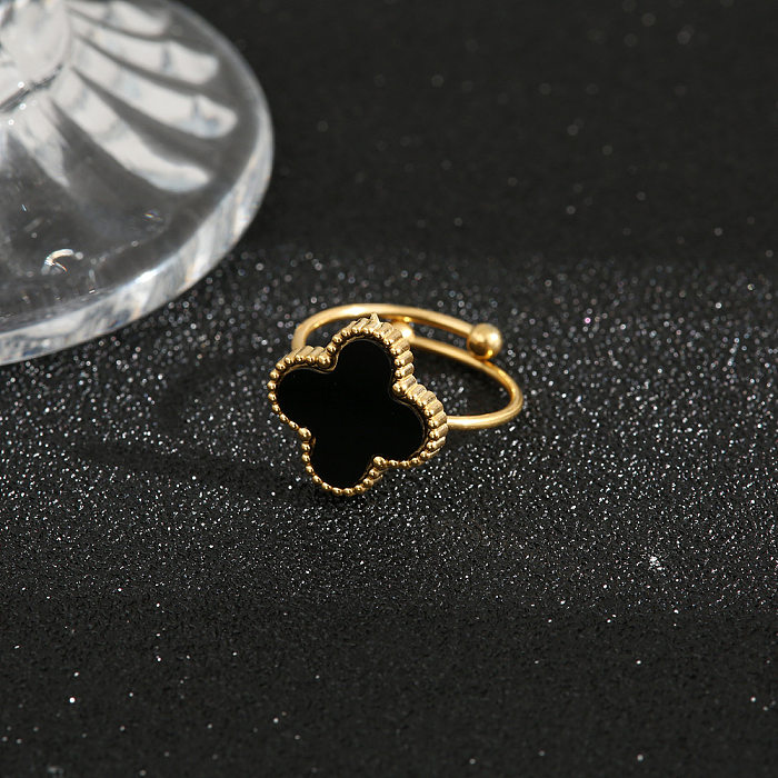 Conjunto de joias de chapeamento de aço de titânio com flor de estilo simples