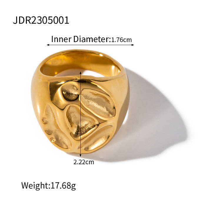 Anéis chapeados ouro 18K de aço inoxidável da cor sólida do estilo simples