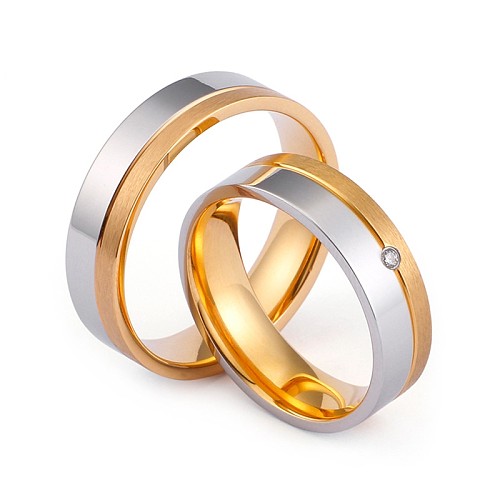 Moda simples de aço inoxidável nova joia de anel de zircão