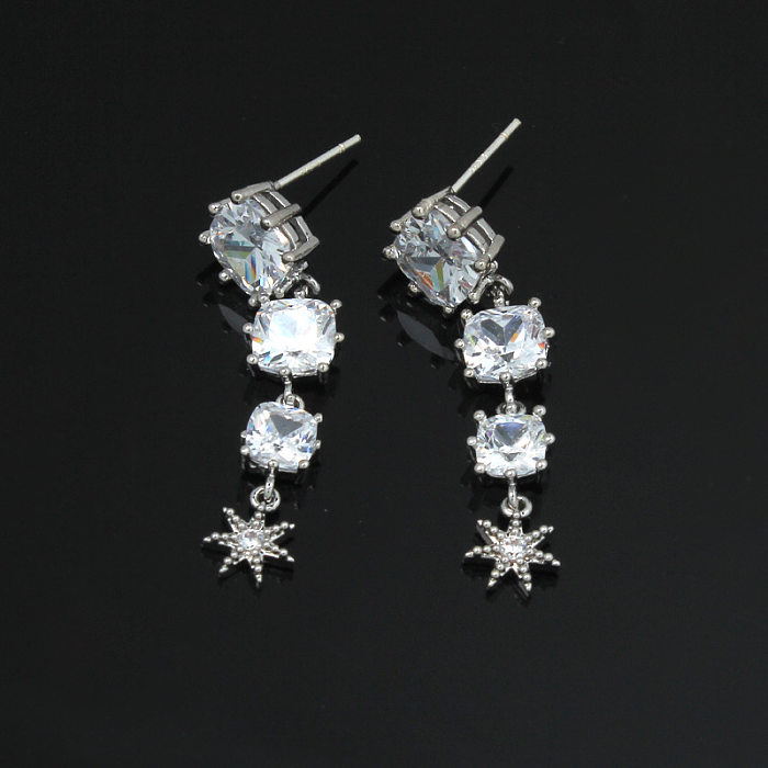 1 Pair Simple Style Water Droplets Inlay Brass Artificial Gemstones Drop Earrings
