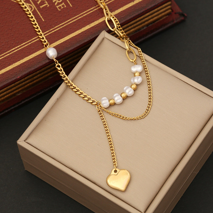 Modische herzförmige Edelstahl-Perlenbeschichtung, Armbänder, Ohrringe, Halskette