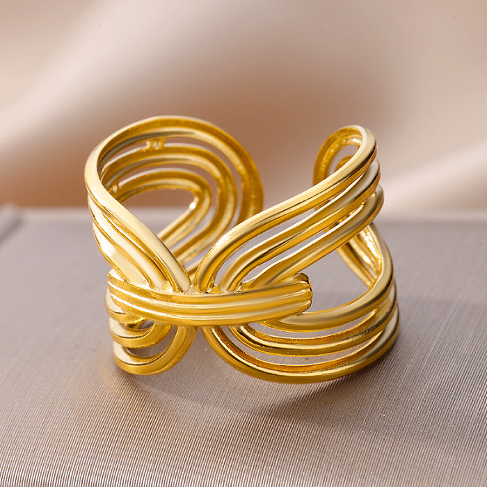 Wholesale Exaggerated Simple Style Solid Color Stainless Steel Plating 18K Gold Plated Open Rings