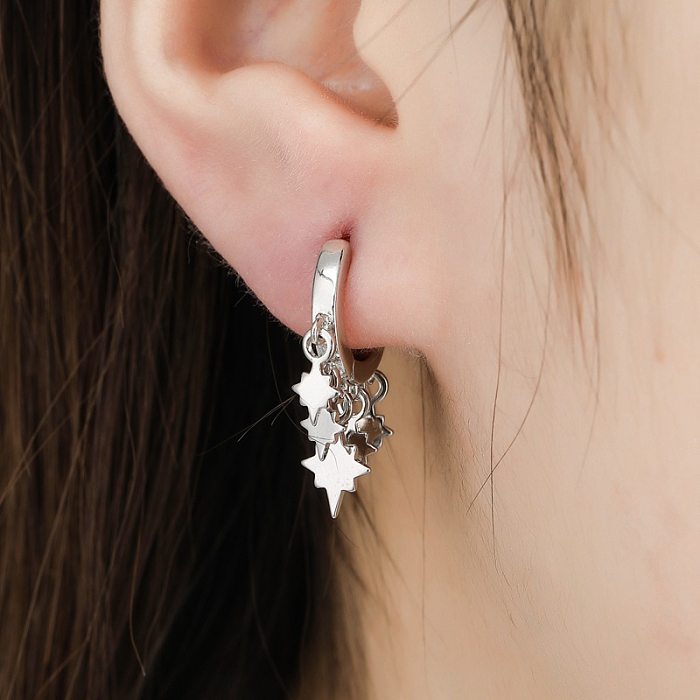 1 Pair Simple Style Star Copper Plating Gold Plated Drop Earrings