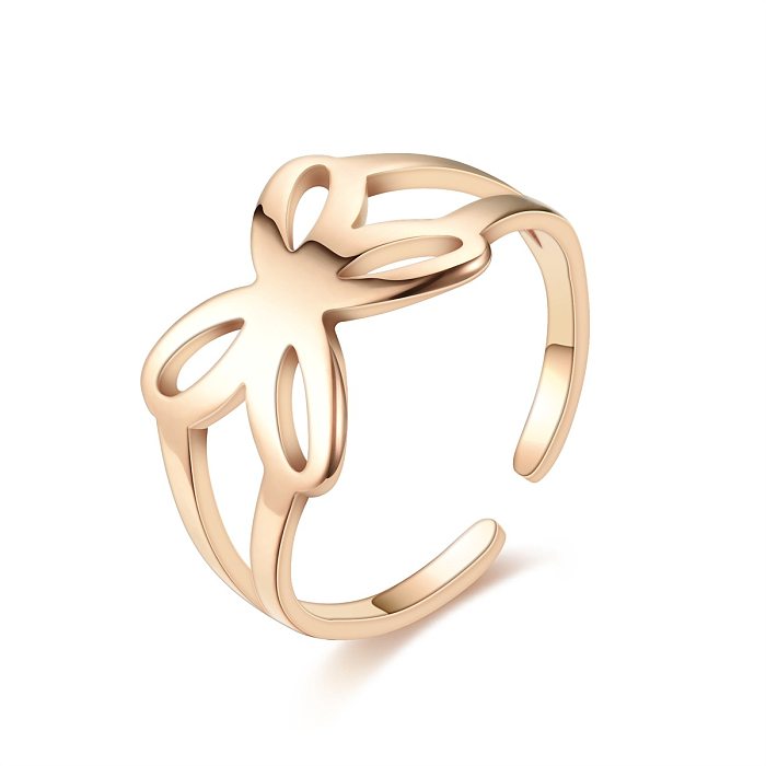 Fashion Adjustable Titanium Steel Simple Ring Female 24K Gold Jewelry