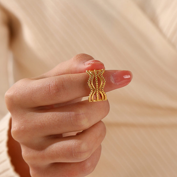 Anéis abertos geométricos de aço inoxidável estilo clássico a granel