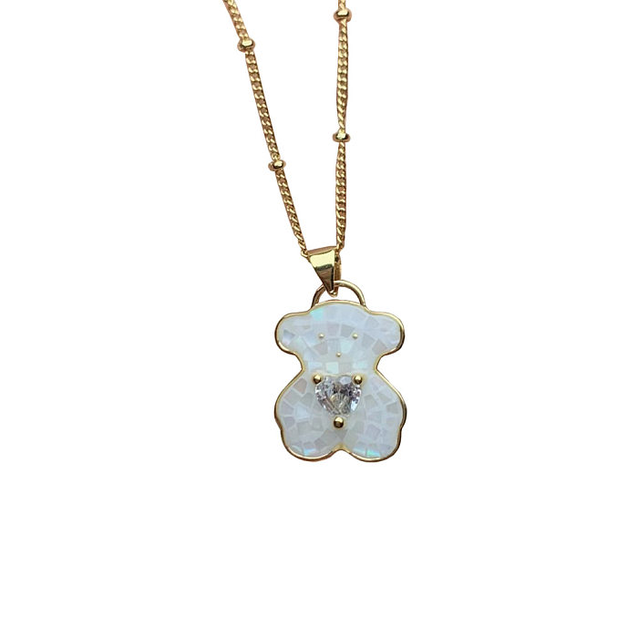 Simple Style Bear Copper Metal Pendant Necklace