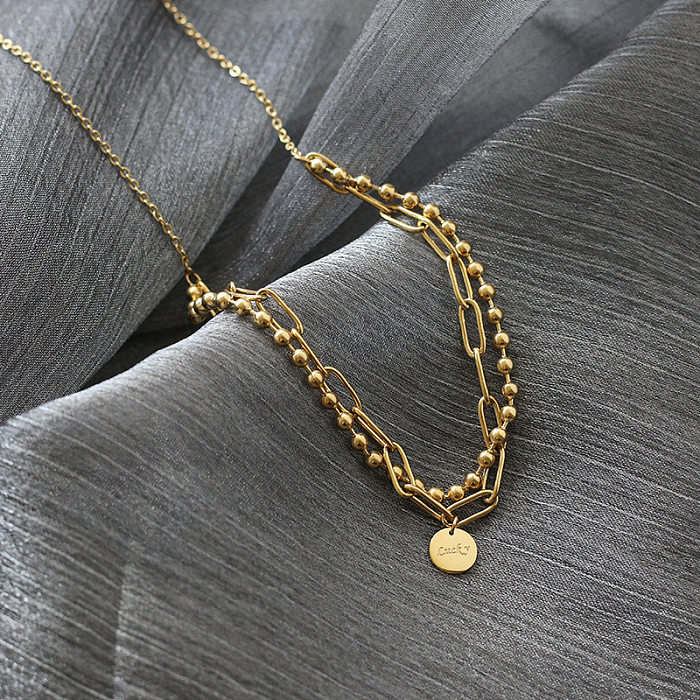 Ensemble de collier de bracelet à double perle ronde de marque rétro