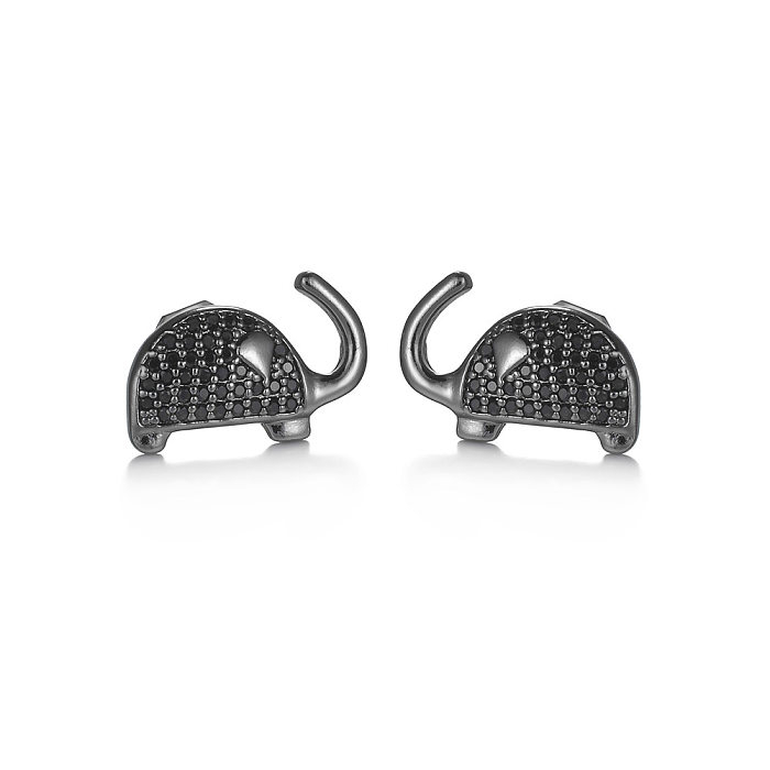 Boucles d'oreilles à breloques en Zircon incrustées d'alliage de cuivre d'éléphant de Style classique