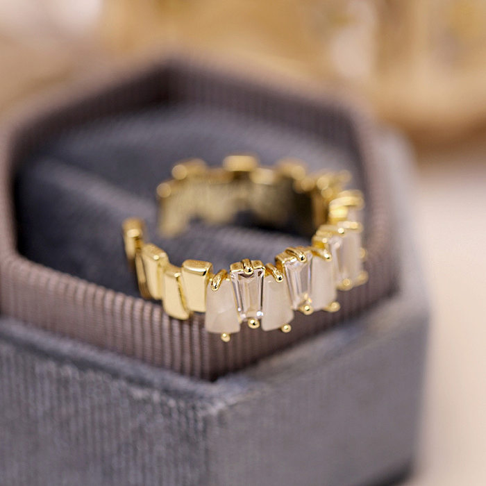 Fashion Geometric Copper Inlay Open Ring 1 Piece