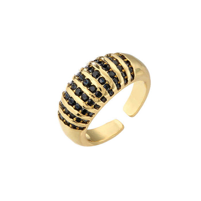 Micro-inlaid Color Diamond 18K Gold Plated Ring Opening Adjustable Wide Face European And American Ring