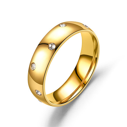 Atacado novo estilo de titânio aço micro-incrustado anel de zircão joias