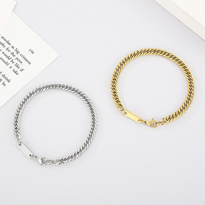 Punk Solid Color Titanium Steel Plating Chain Bracelets Necklace