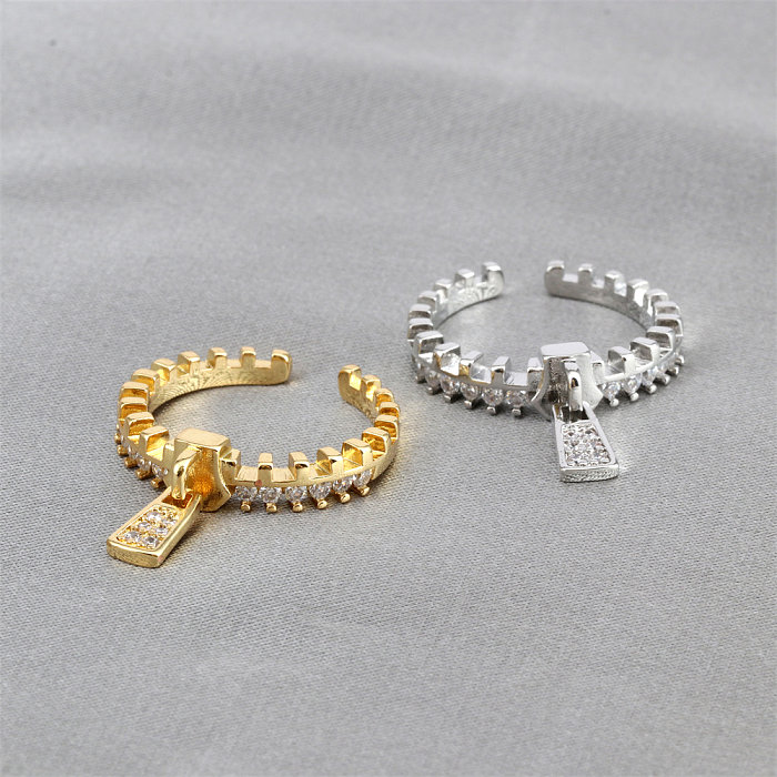 Casual Can Copper Plating Inlay Zircon White Gold Plated Gold Plated Open Ring