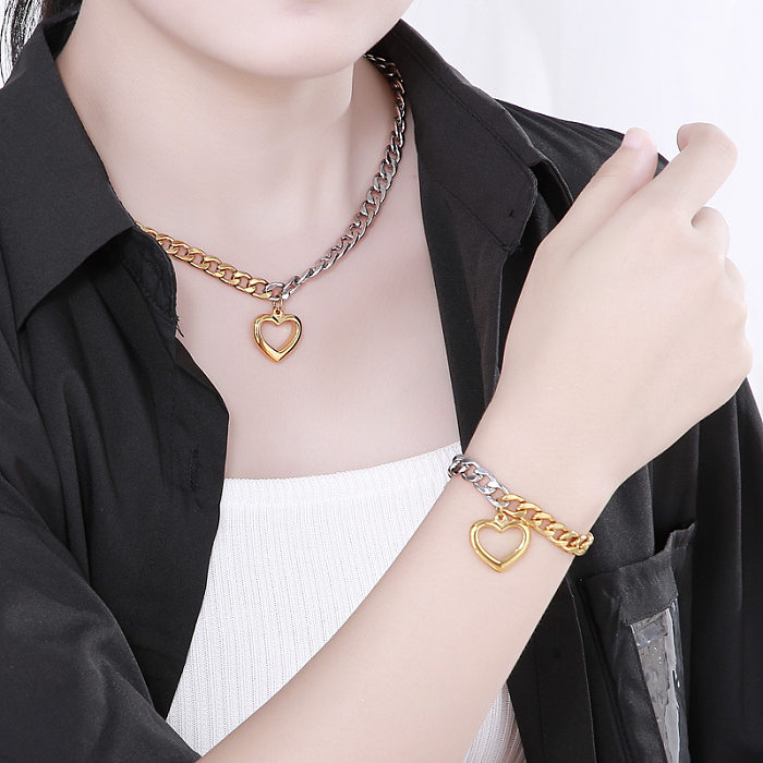 Wholesale European And American Trend Peach Heart Bracelet Necklace Set Wholesale