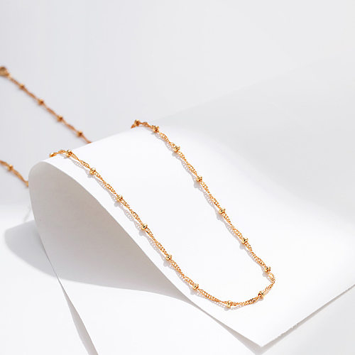 Collar chapado en oro de cadena de cobreado de color sólido de estilo simple